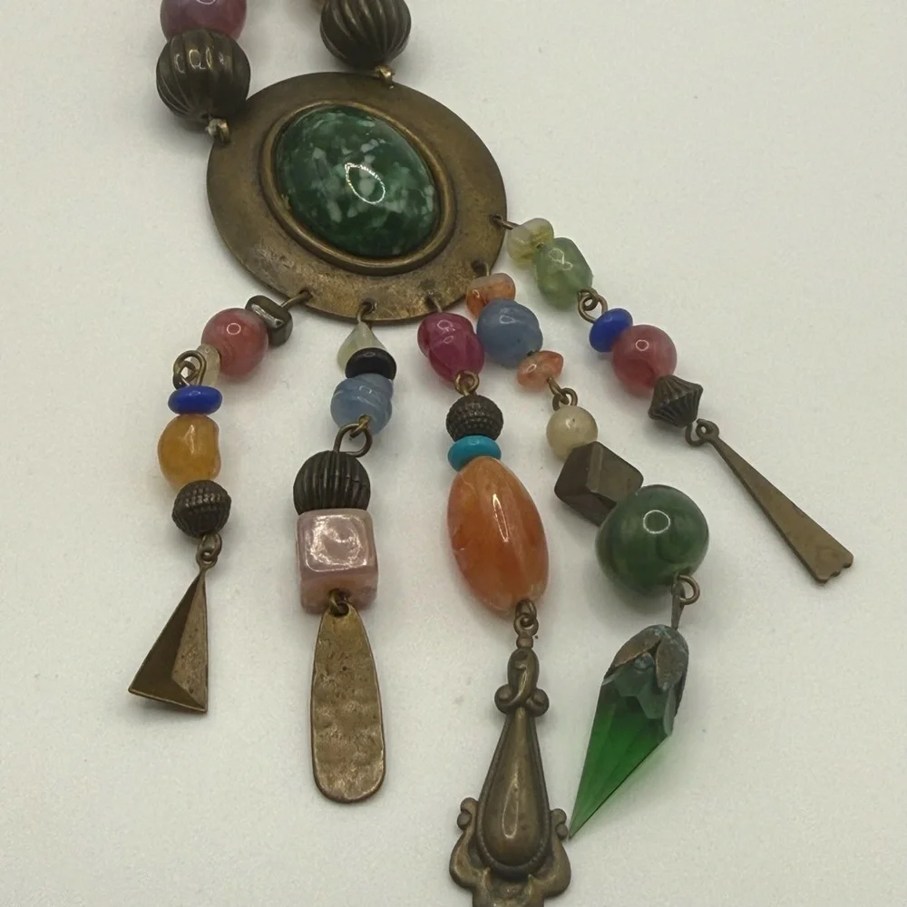 Vintage early‎ 1900s beaded pendant Necklace 18
